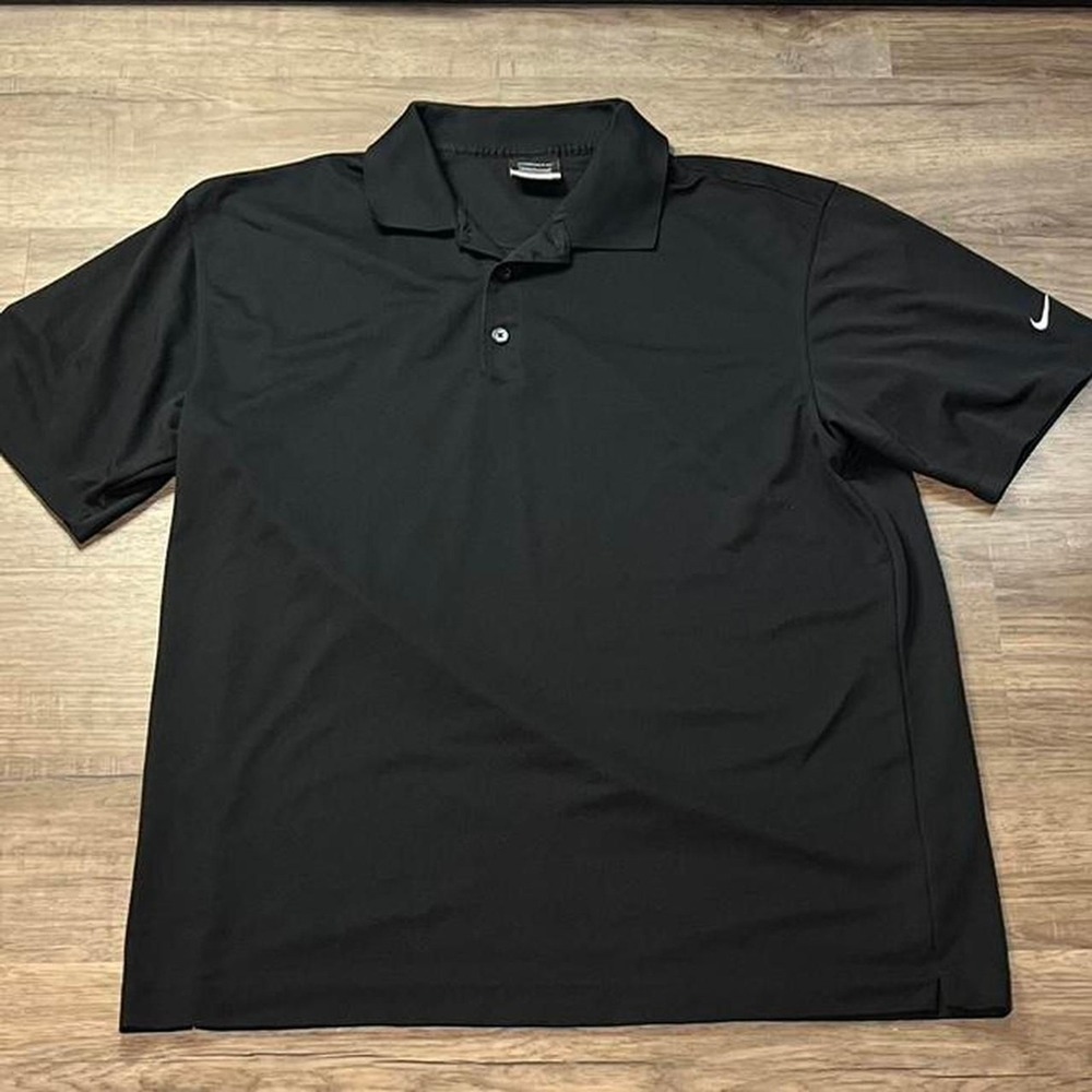 Nike Golf Black Dri-Fit Vintage Sportswear Polo Button Shirt size large